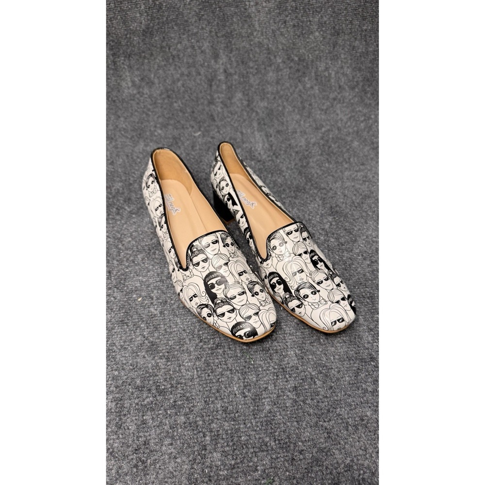 Artsy Graphic Face Print Loafers Square Toe Statement Flats Women's – Neefs 10.5 - Picture 2 of 7